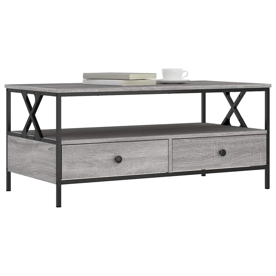 Table basse sonoma gris 100x51x45 cm bois d'ingénierie - 3