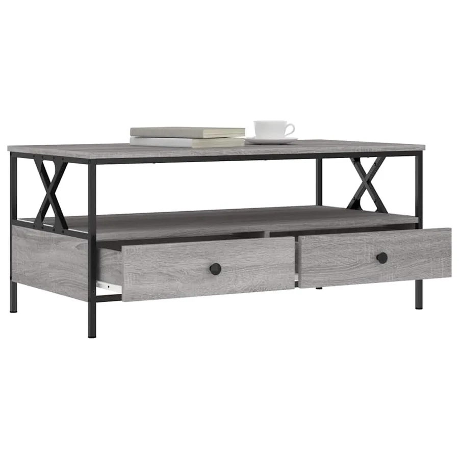 Table basse sonoma gris 100x51x45 cm bois d'ingénierie - 4