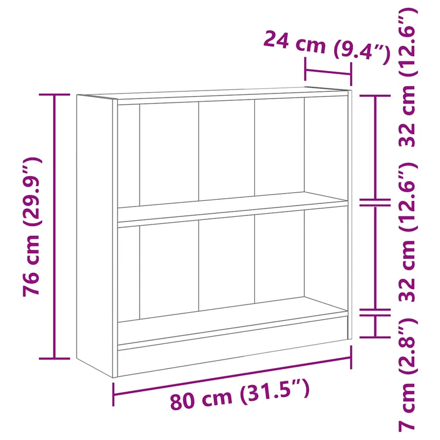 Bibliothèque blanc 80x24x75 cm bois d'ingénierie - 10