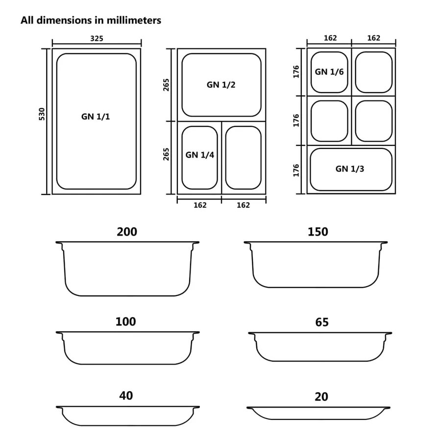 Couvercles de plateau 2 pcs GN 1/1 Acier inoxydable - 7