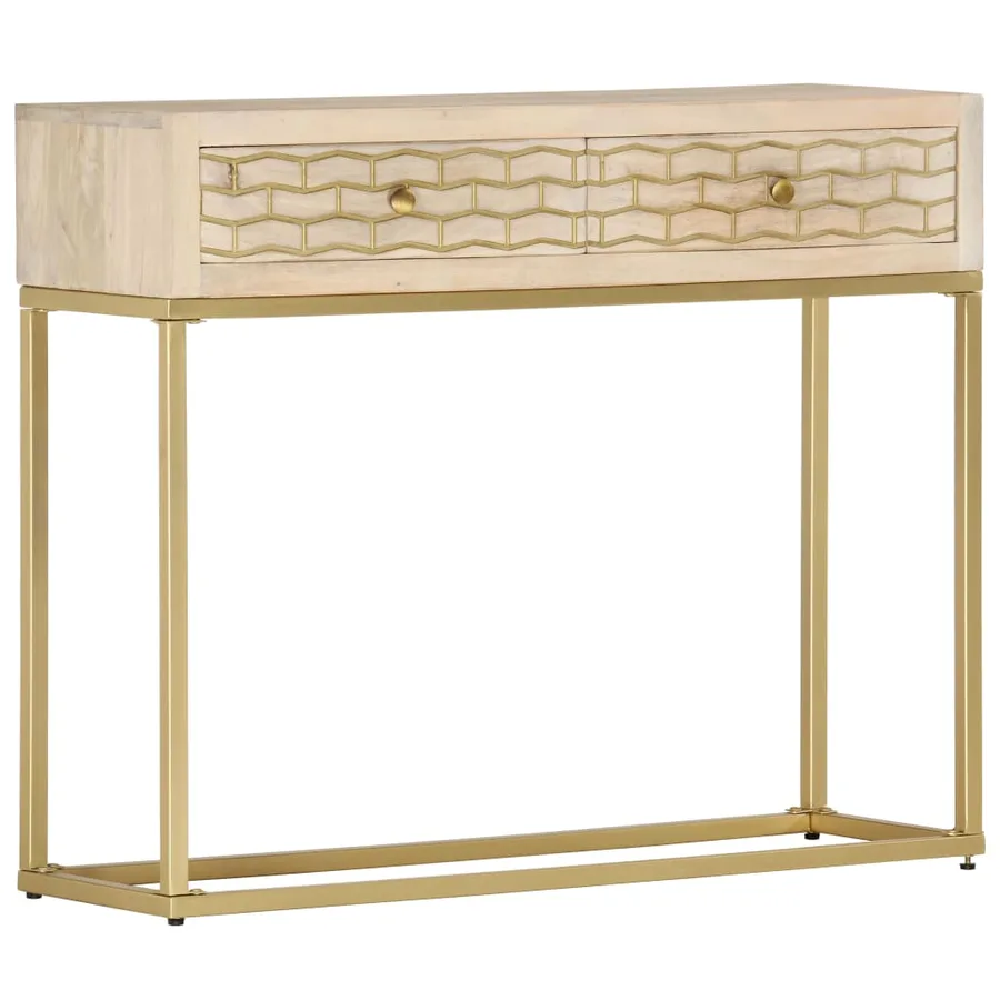 Table console doré 90x30x75 cm bois solide de manguier - 10
