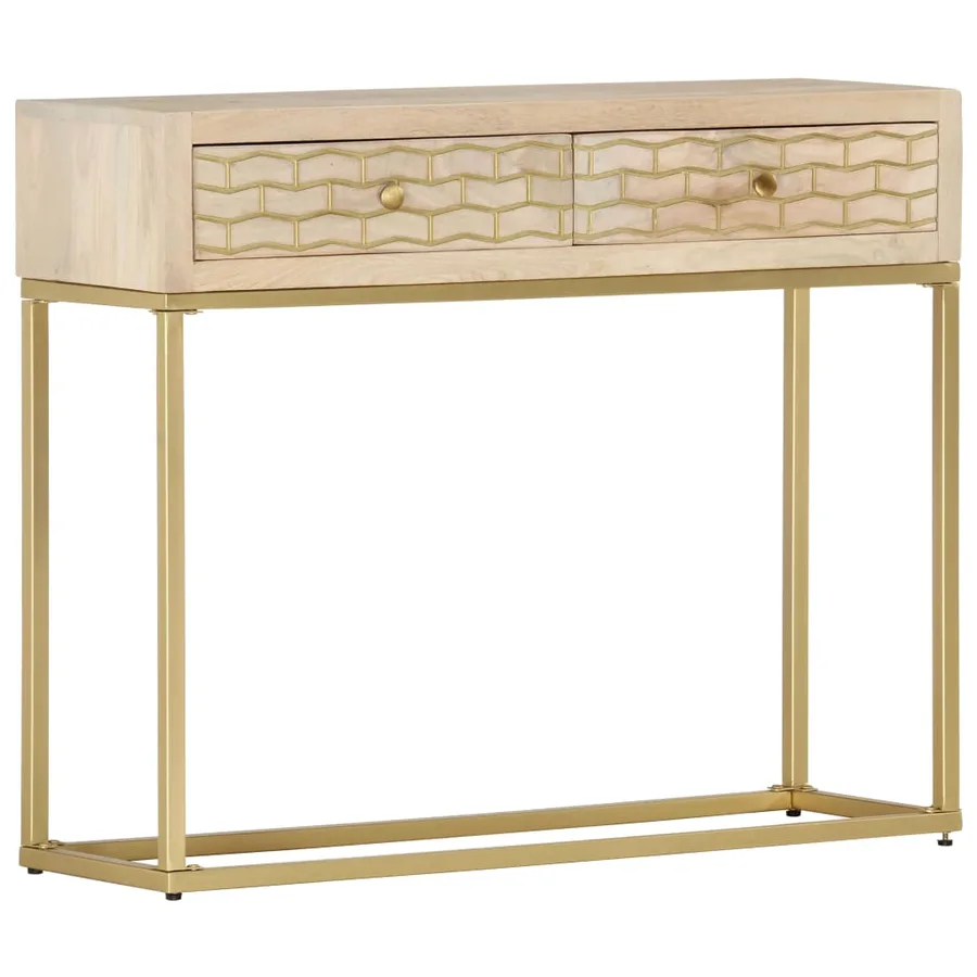 Table console doré 90x30x75 cm bois solide de manguier - 11