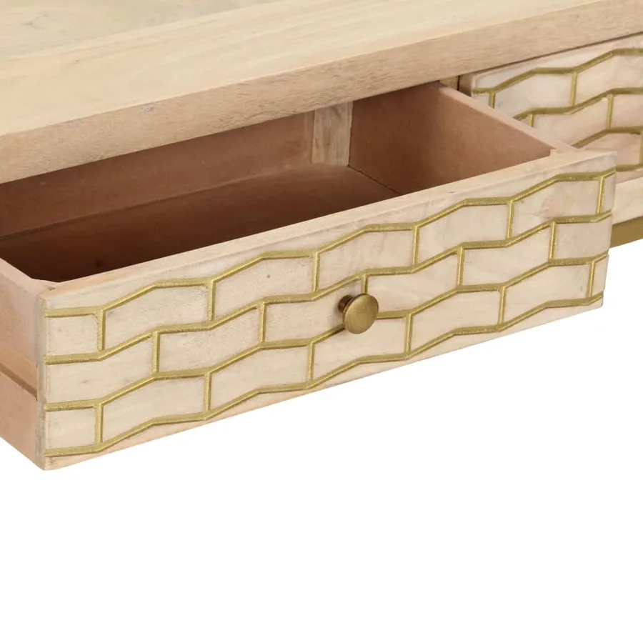 Table console doré 90x30x75 cm bois solide de manguier - 5