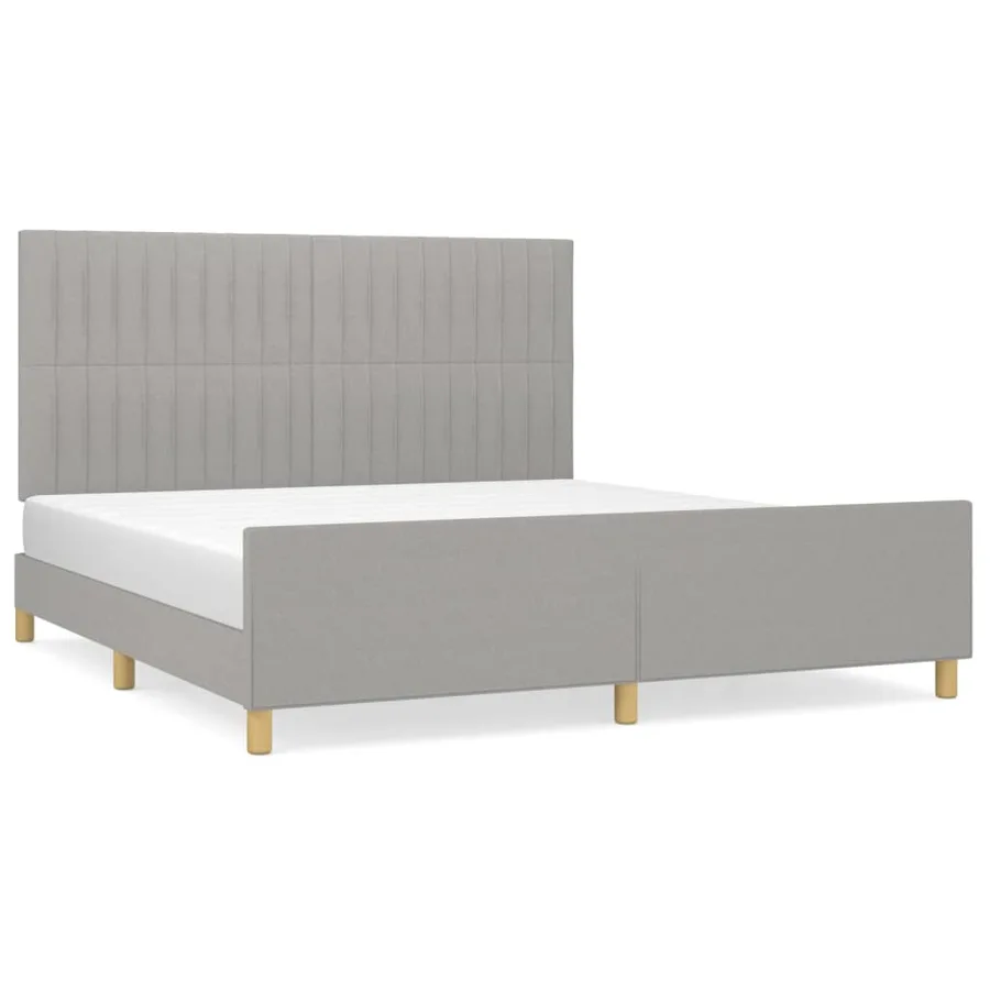 Cadre de lit sans matelas gris clair 160x200 cm tissu - 2