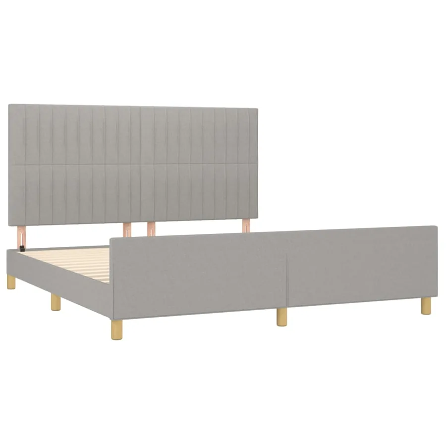 Cadre de lit sans matelas gris clair 160x200 cm tissu - 4