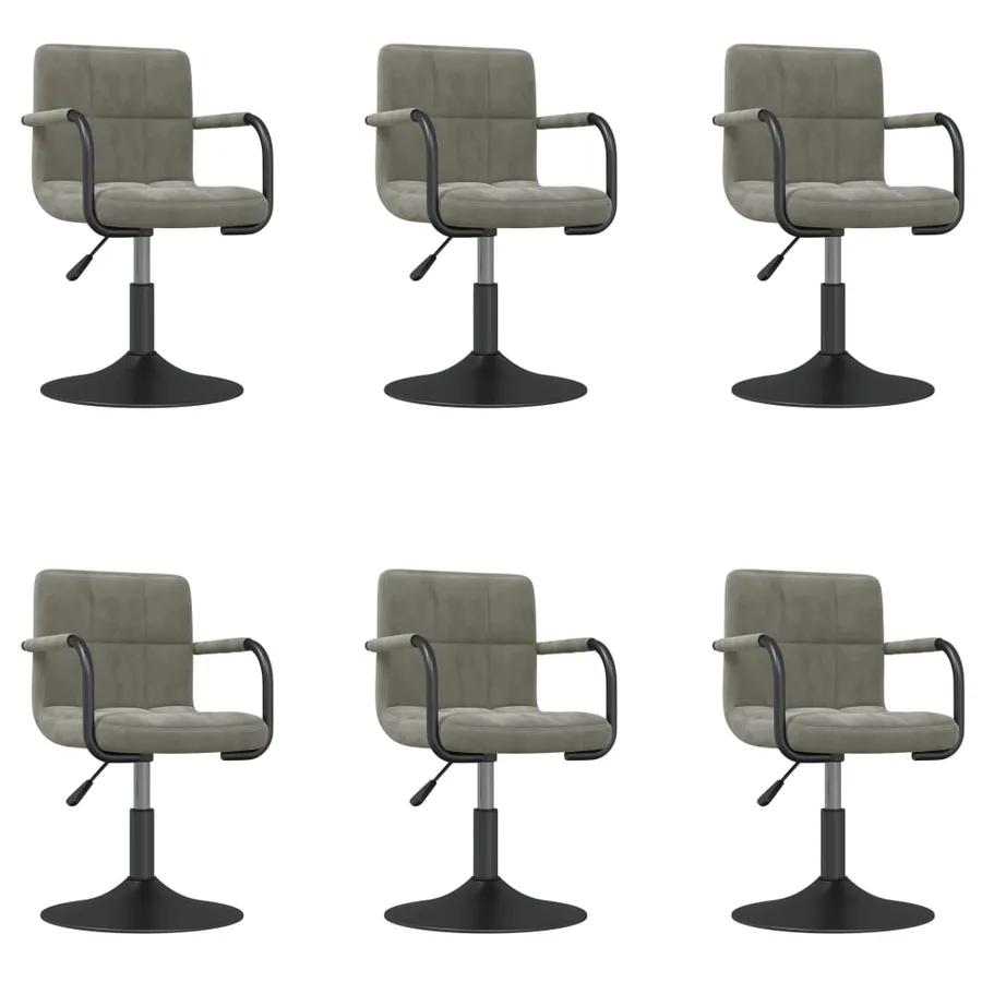 Chaises pivotantes à manger lot de 6 gris clair velours - 2