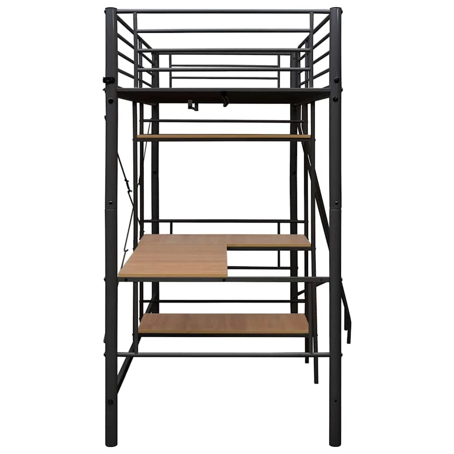 Lit superposé avec table sans matelas gris métal 90x200 cm - 4