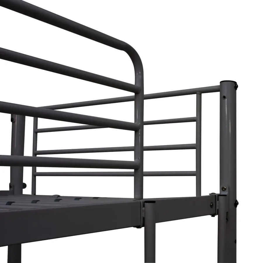 Lit superposé avec table sans matelas gris métal 90x200 cm - 5