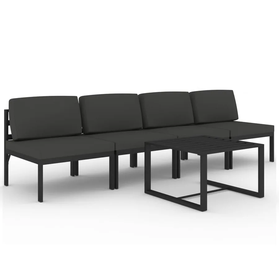 Salon de jardin 5 pcs avec coussins Aluminium Anthracite - 2