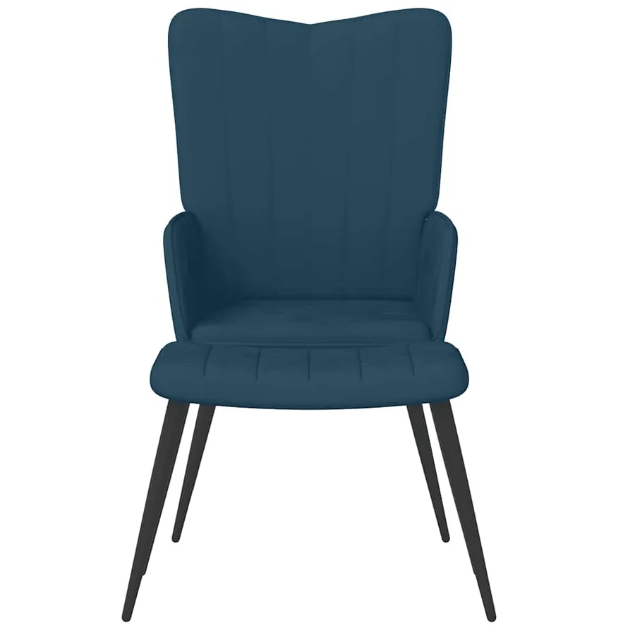 Chaise de relaxation avec tabouret Bleu Velours - 3