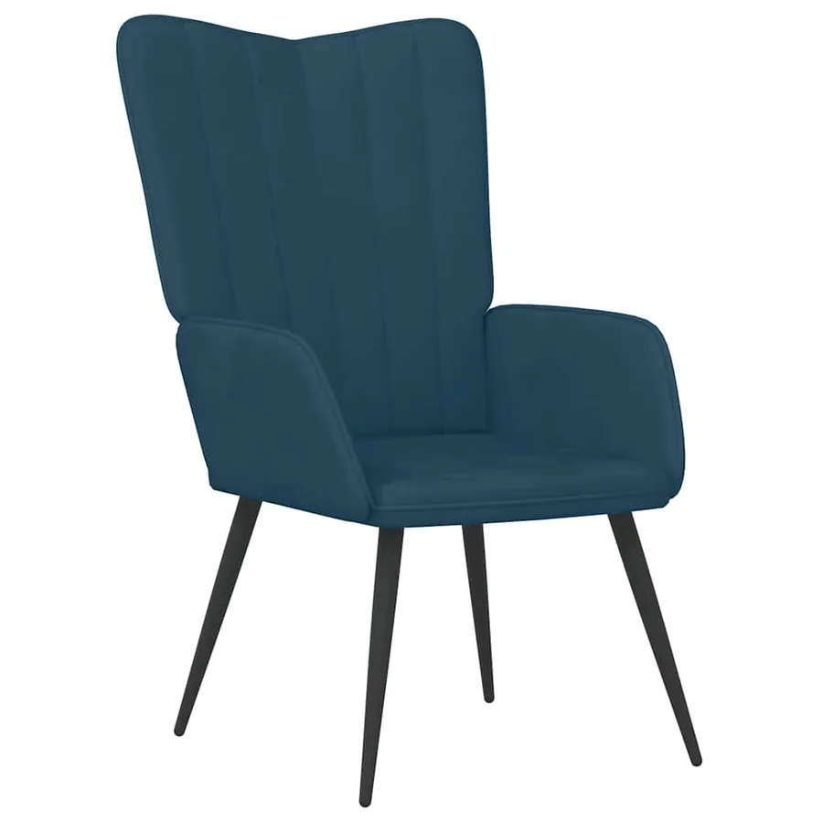 Chaise de relaxation avec tabouret Bleu Velours - 6