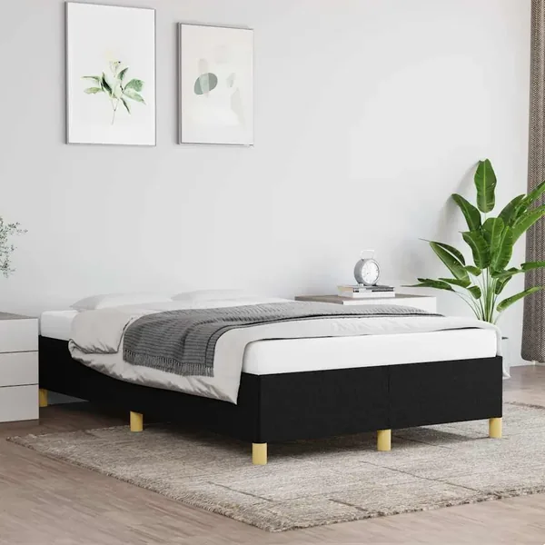 Cadre de lit sans matelas noir 120x200 cm tissu