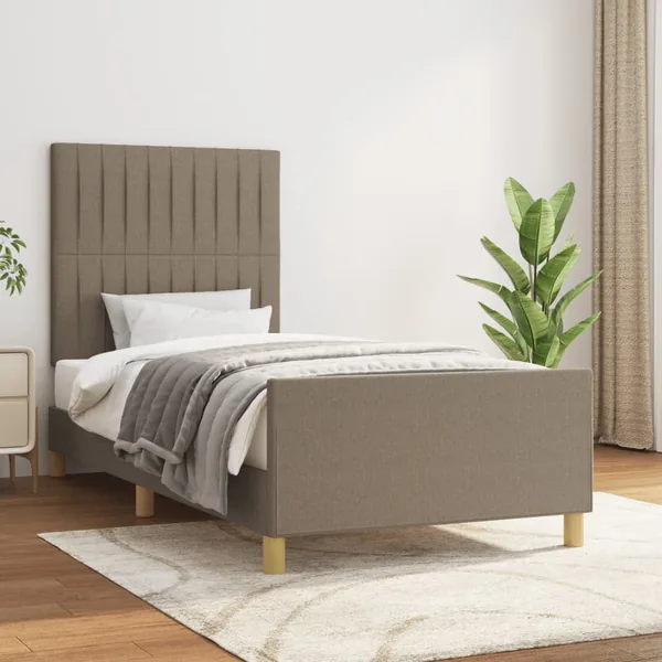 Cadre de lit sans matelas taupe 80x200 cm tissu