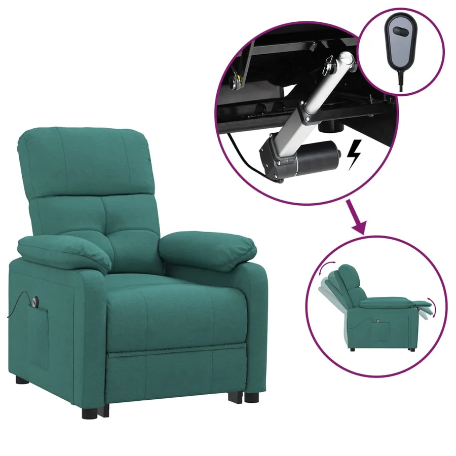 Fauteuil inclinable électrique Vert foncé Tissu - 2