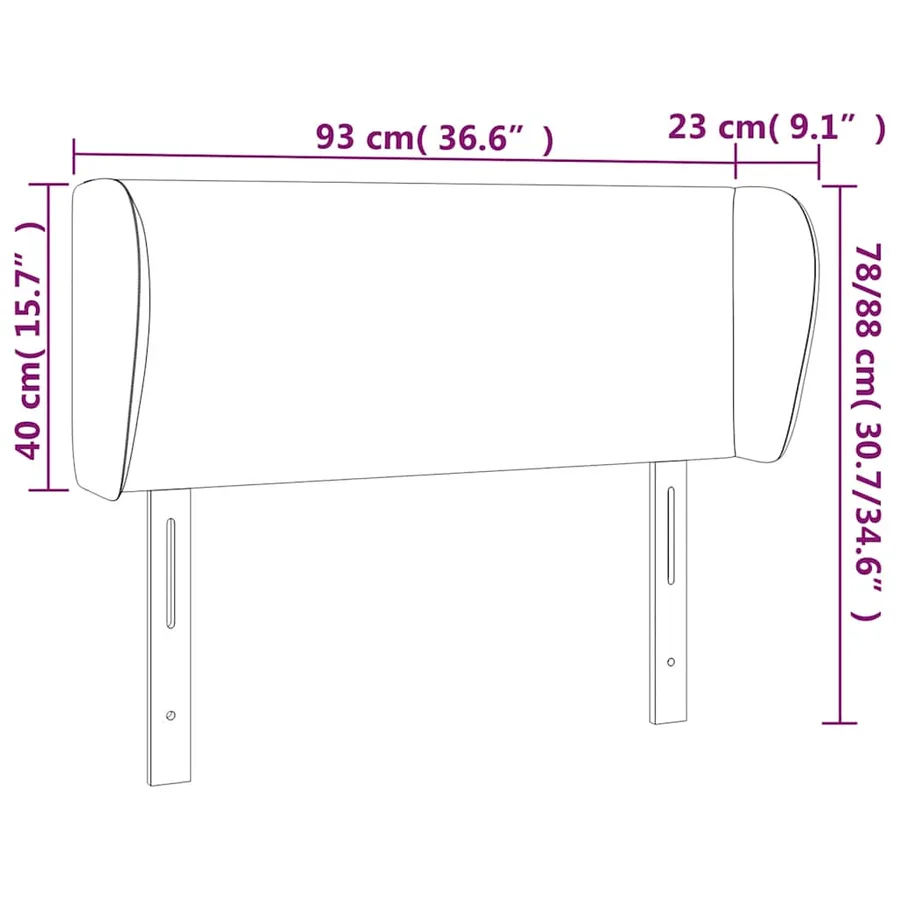 Tête de lit avec oreilles Vert foncé 93x23x78/88 cm Velours - 9