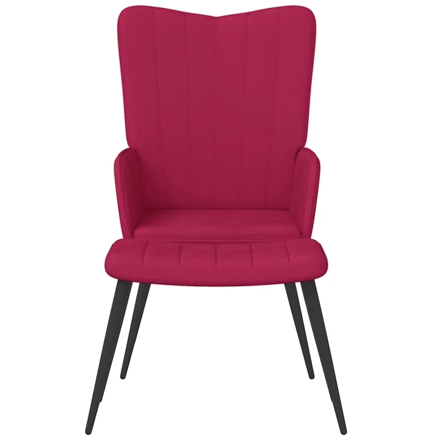 Chaise de relaxation avec tabouret Rouge bordeaux Velours - 3