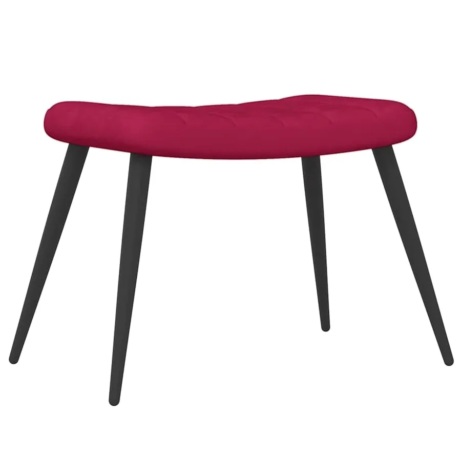 Chaise de relaxation avec tabouret Rouge bordeaux Velours - 7