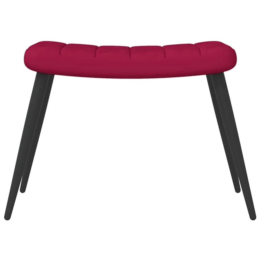 Chaise de relaxation avec tabouret Rouge bordeaux Velours - 8