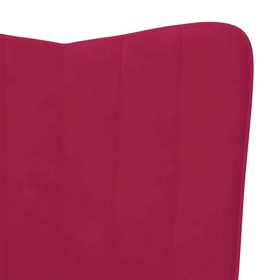 Chaise de relaxation avec tabouret Rouge bordeaux Velours - 9