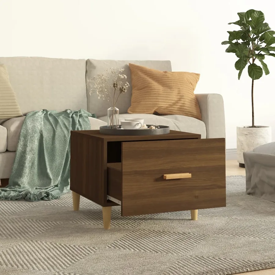 Table basse Chêne marron 50x50x40 cm Bois d'ingénierie - 3