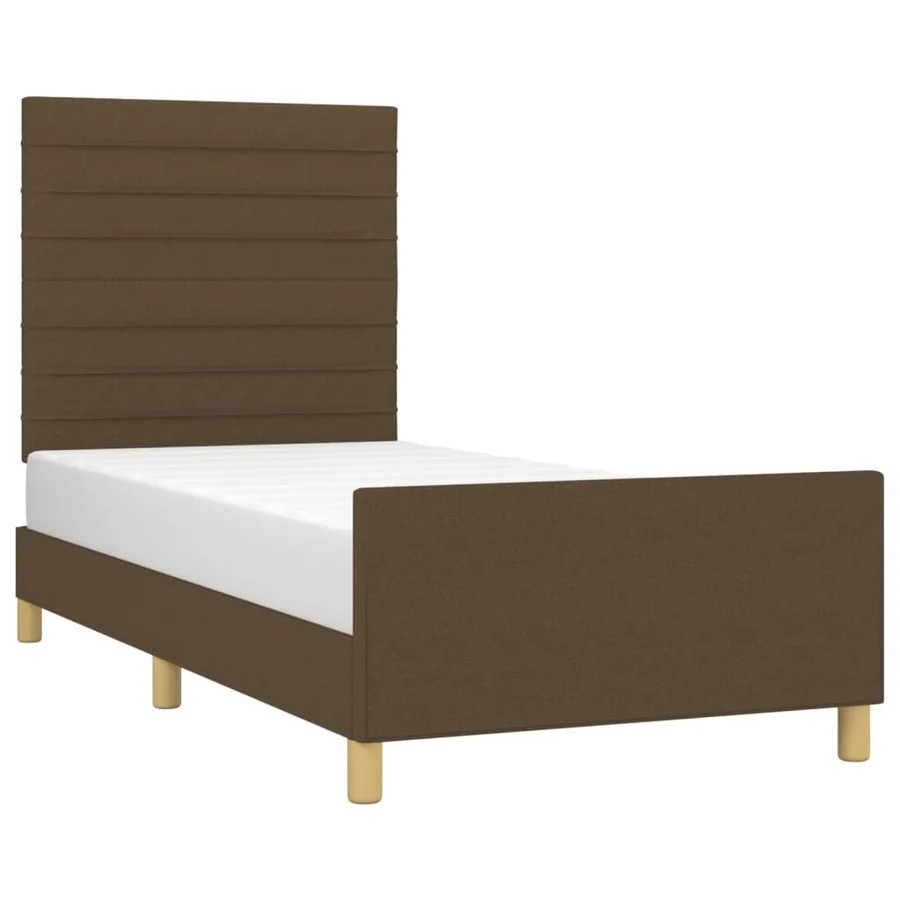 Cadre de lit sans matelas marron foncé 80x200 cm tissu - 3