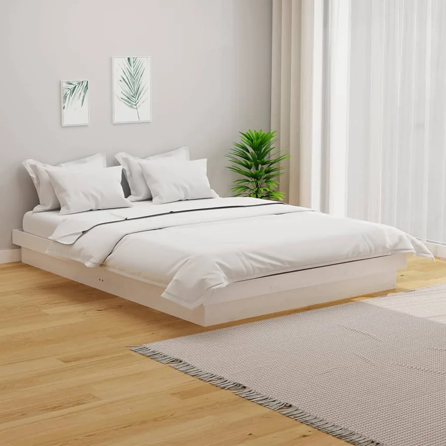 Cadre de lit Blanc Bois massif 140x200 cm