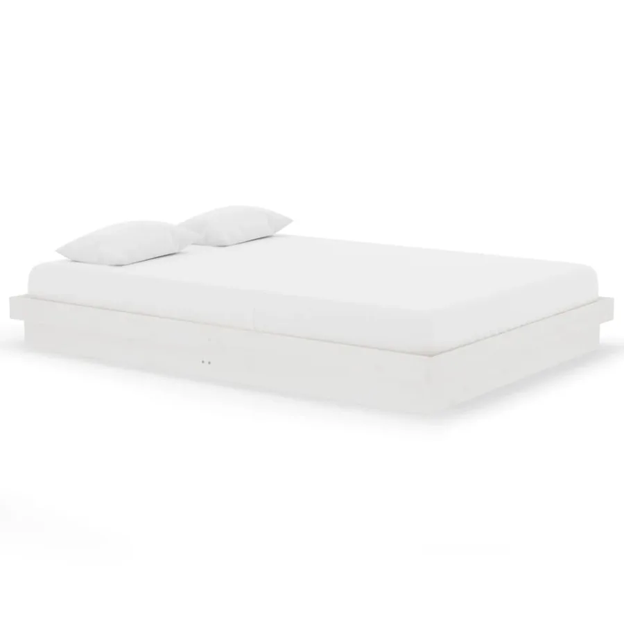 Cadre de lit Blanc Bois massif 140x200 cm - 2