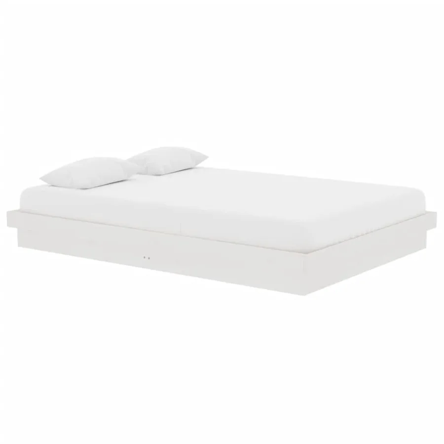 Cadre de lit Blanc Bois massif 140x200 cm - 3