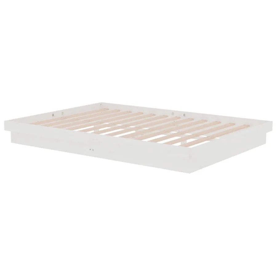 Cadre de lit Blanc Bois massif 140x200 cm - 4