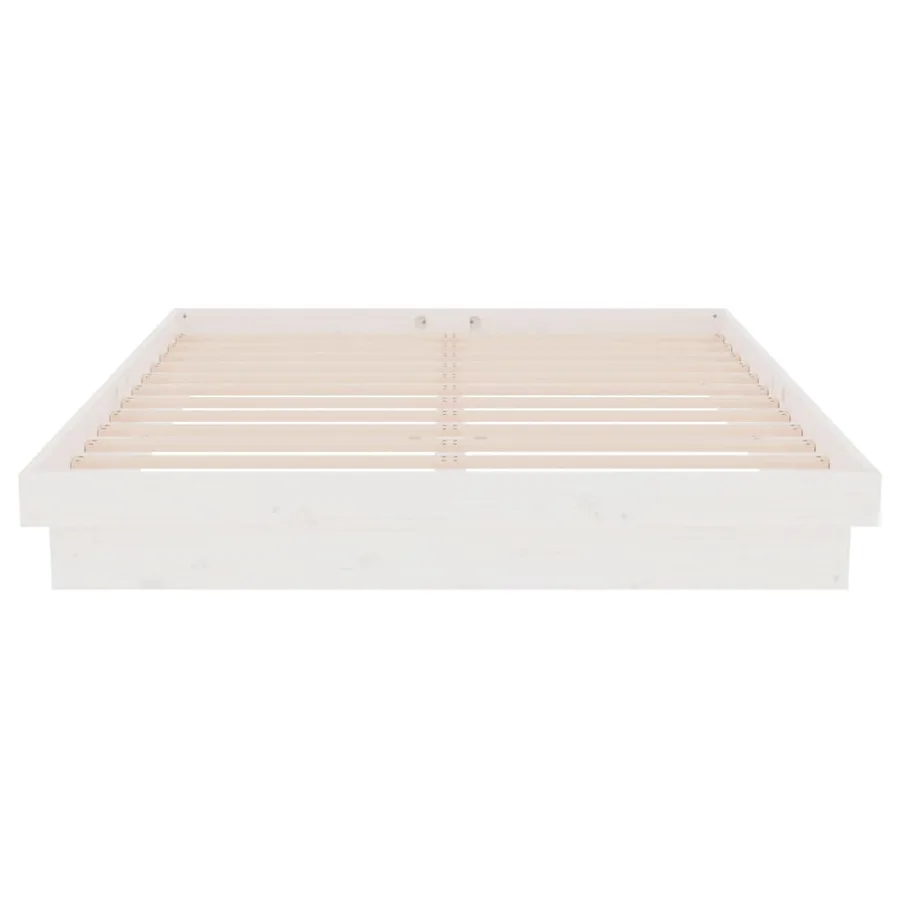 Cadre de lit Blanc Bois massif 140x200 cm - 5