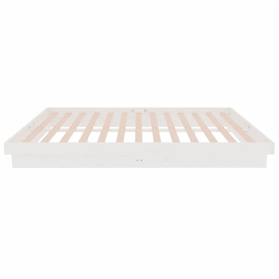 Cadre de lit Blanc Bois massif 140x200 cm - 6