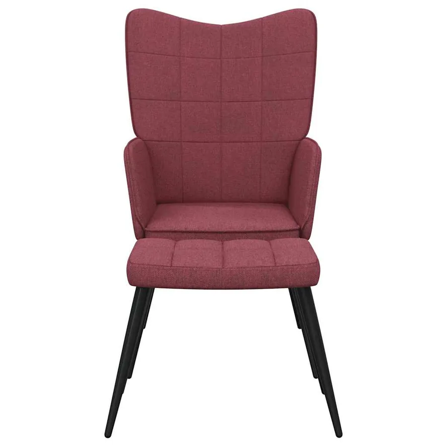 Chaise de relaxation avec tabouret Rouge bordeaux Tissu - 4