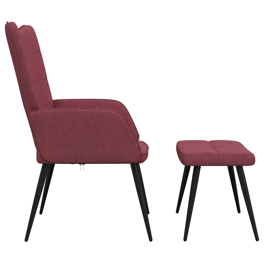 Chaise de relaxation avec tabouret Rouge bordeaux Tissu - 6
