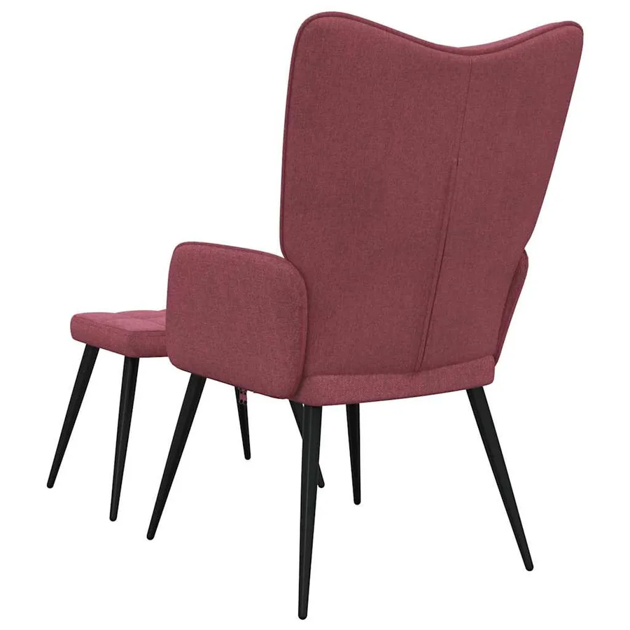 Chaise de relaxation avec tabouret Rouge bordeaux Tissu - 9