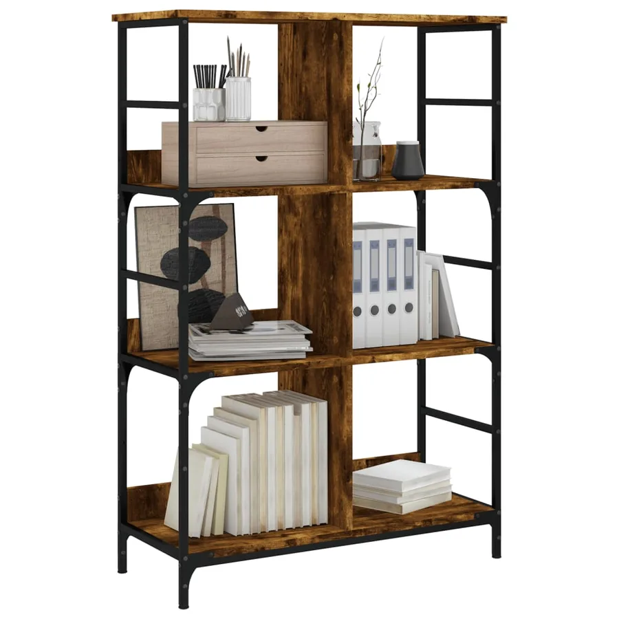 Bibliothèque chêne fumé 78,5x33x117,5 cm bois d'ingénierie - 3