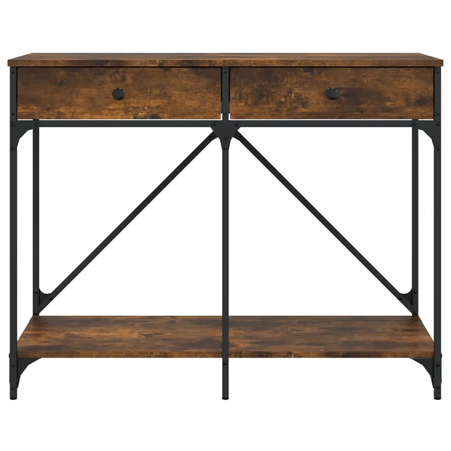 Table console chêne fumé 100x39x78,5 cm bois d'ingénierie - 6