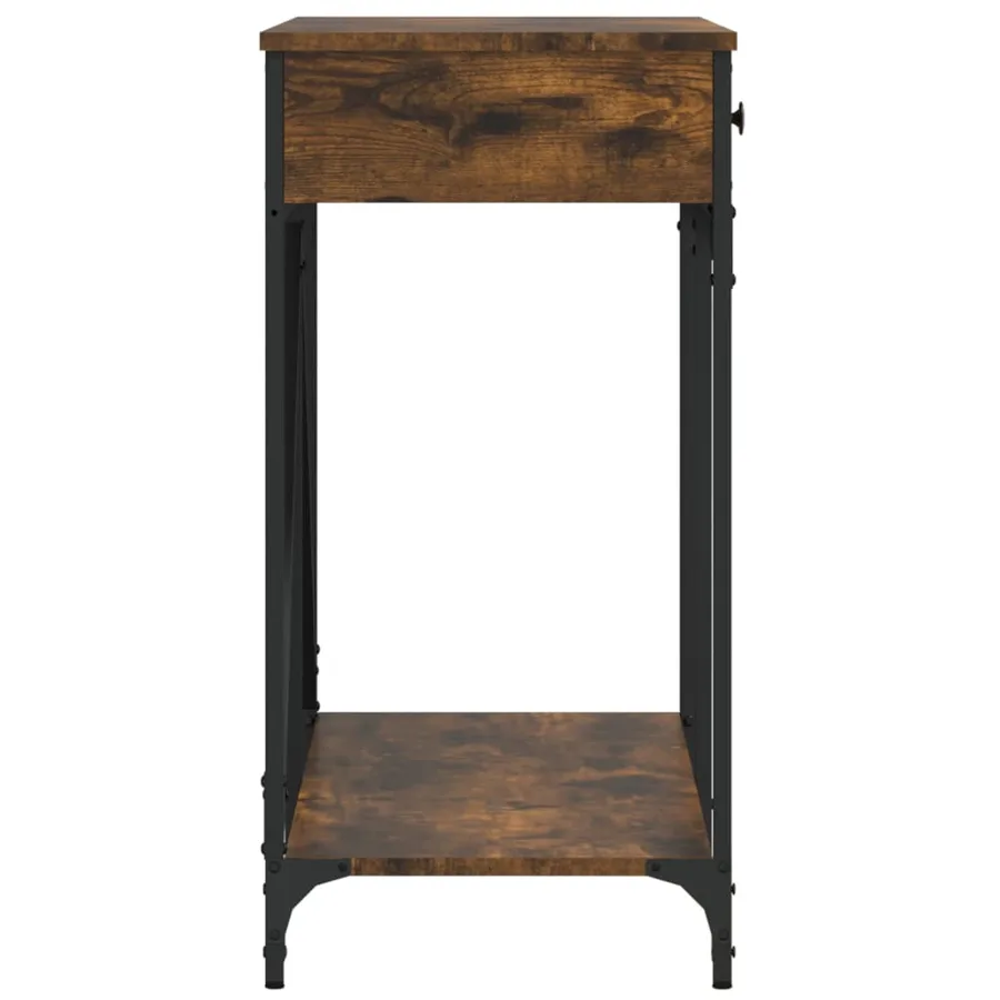 Table console chêne fumé 100x39x78,5 cm bois d'ingénierie - 7