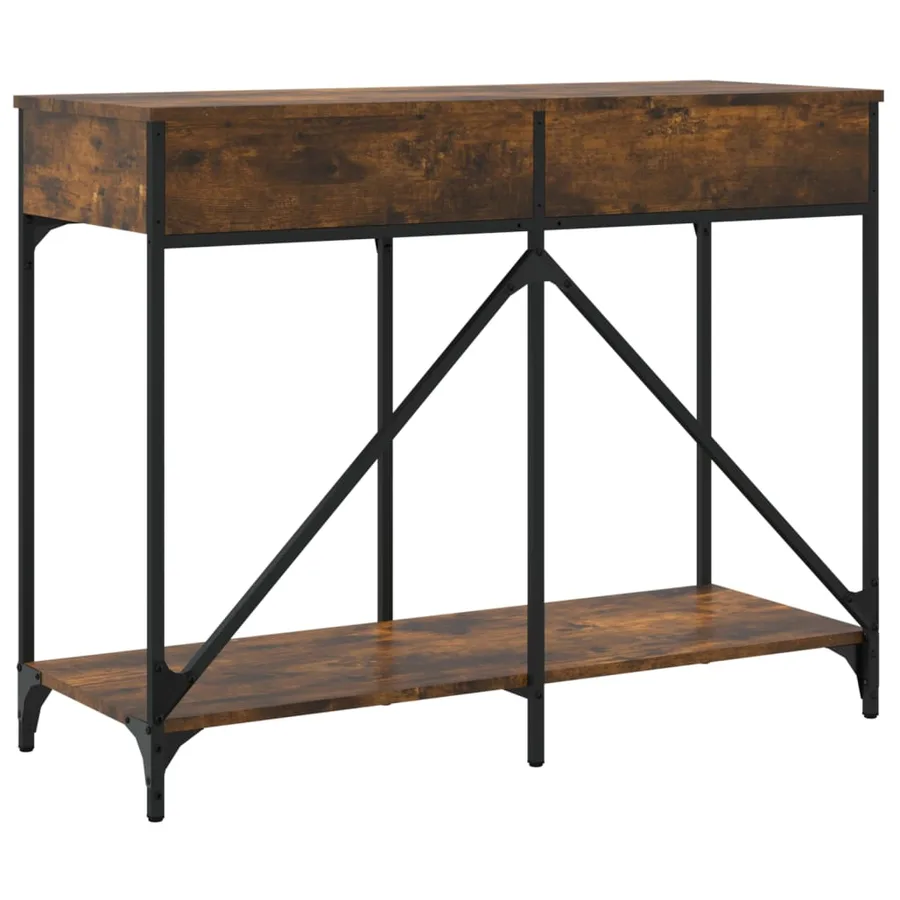Table console chêne fumé 100x39x78,5 cm bois d'ingénierie - 8