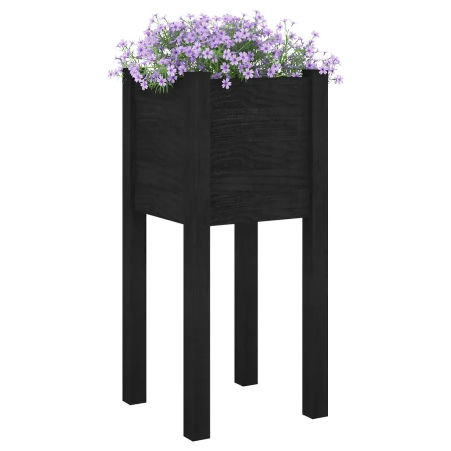 Jardinière d'extérieur Noir 31x31x70 cm Bois de pin massif - 3