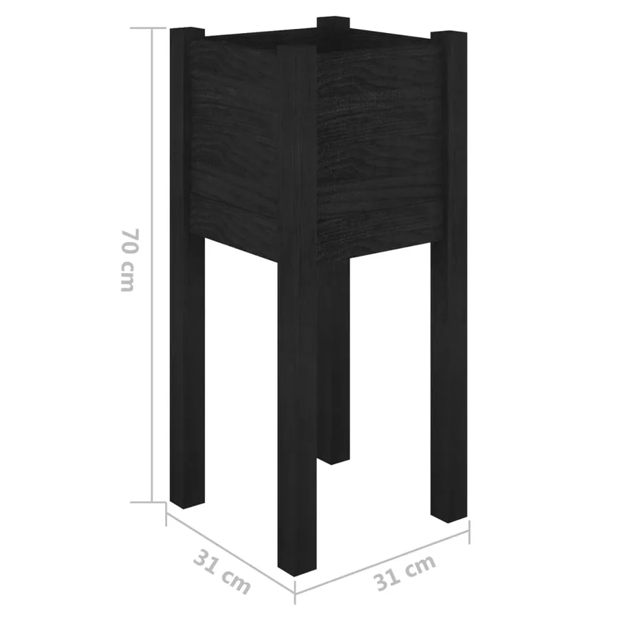 Jardinière d'extérieur Noir 31x31x70 cm Bois de pin massif - 7