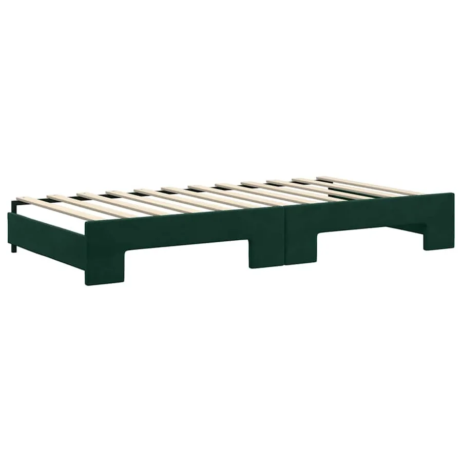 Lit de jour et gigogne et matelas vert foncé 100x200 cm velours - 5