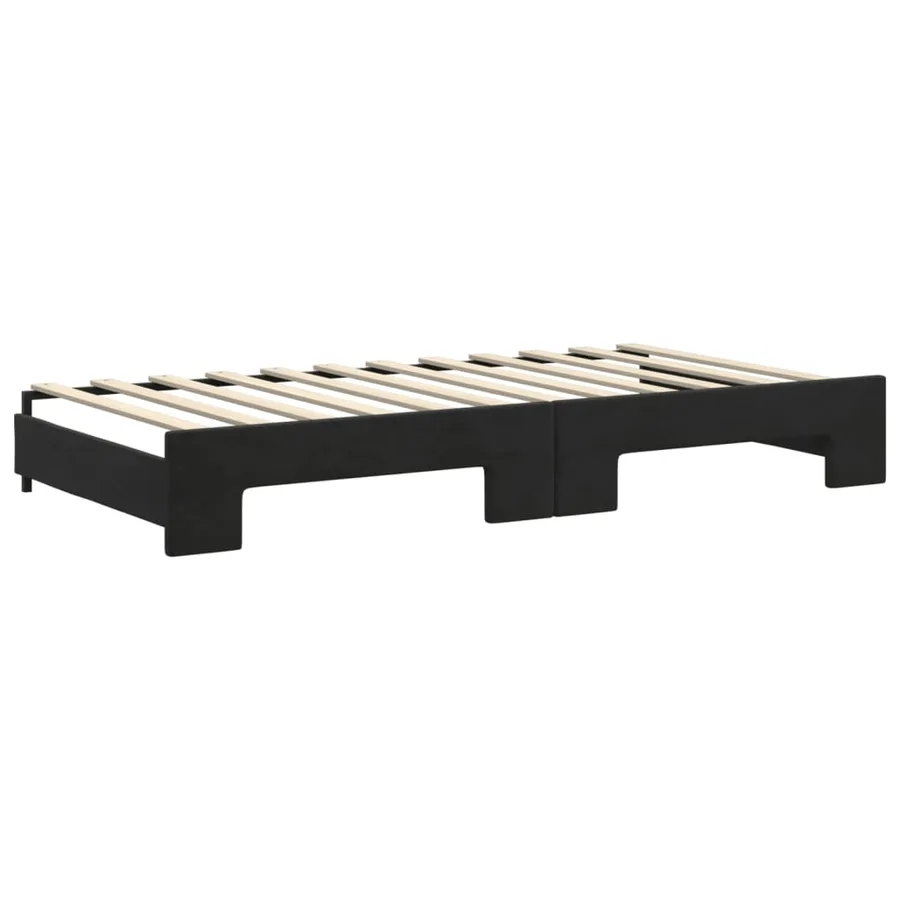 Lit de jour avec lit gigogne et matelas noir 100x200 cm velours - 5