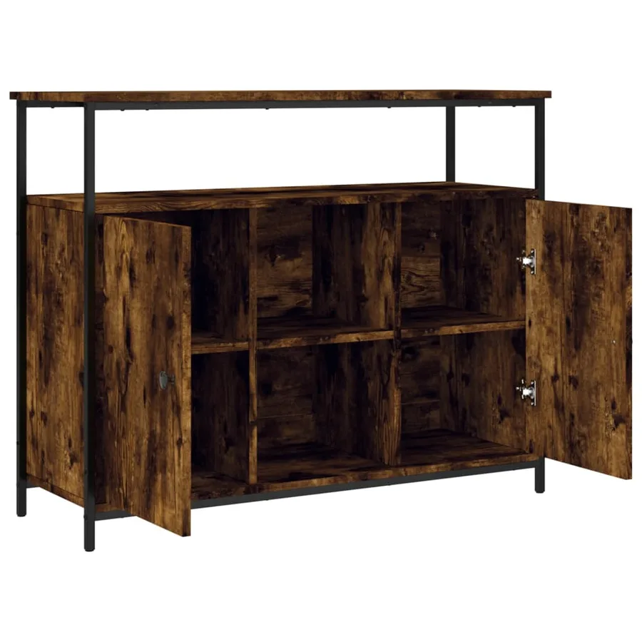 Buffet chêne fumé 100x35x80 cm bois d'ingénierie - 5