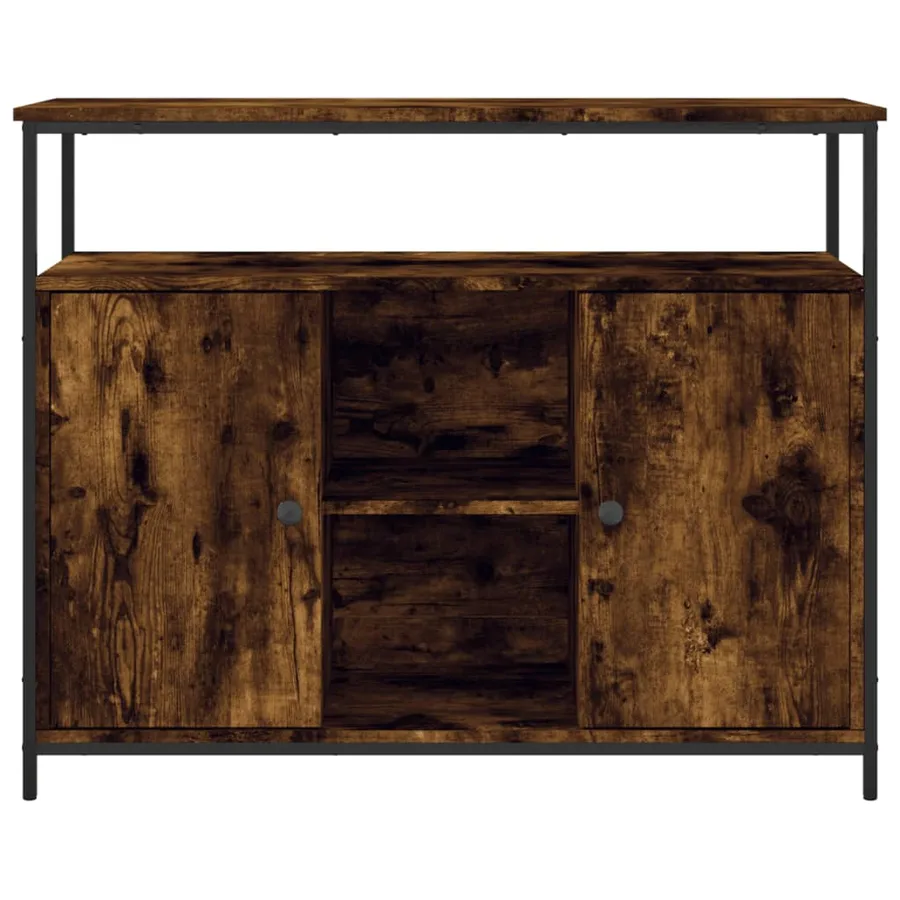 Buffet chêne fumé 100x35x80 cm bois d'ingénierie - 6
