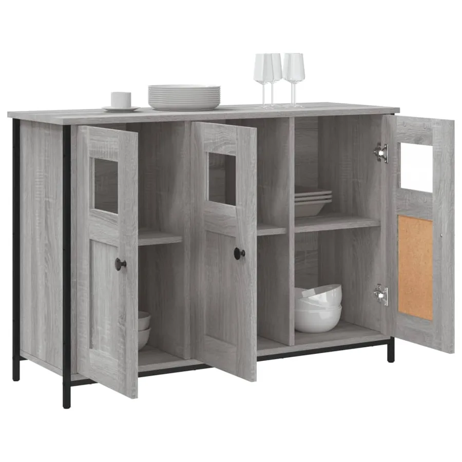 Buffet sonoma gris 100x35x70 cm bois d'ingénierie - 4