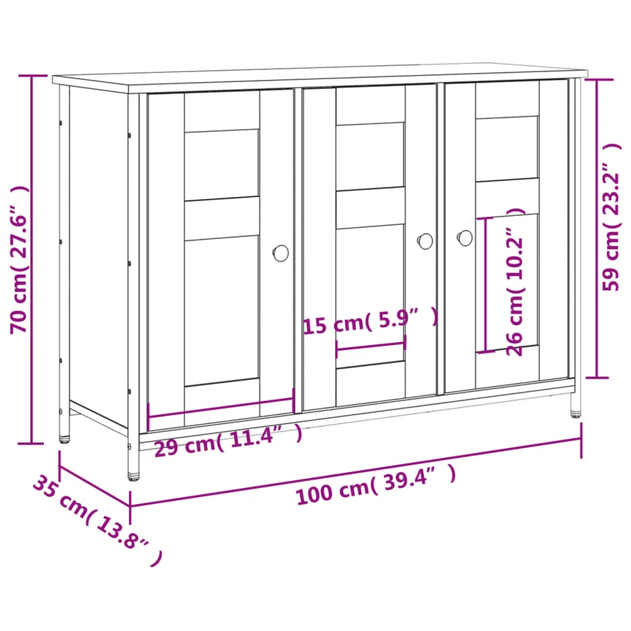 Buffet chêne sonoma 100x35x70 cm bois d'ingénierie - 11