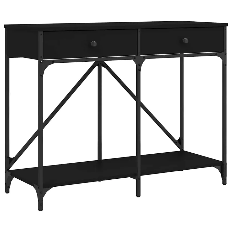 Table console noir 100x39x78,5 cm bois d'ingénierie - 2