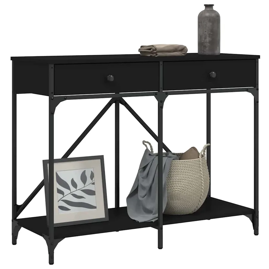 Table console noir 100x39x78,5 cm bois d'ingénierie - 3
