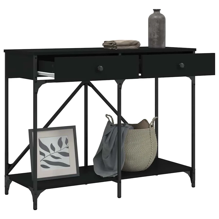 Table console noir 100x39x78,5 cm bois d'ingénierie - 4