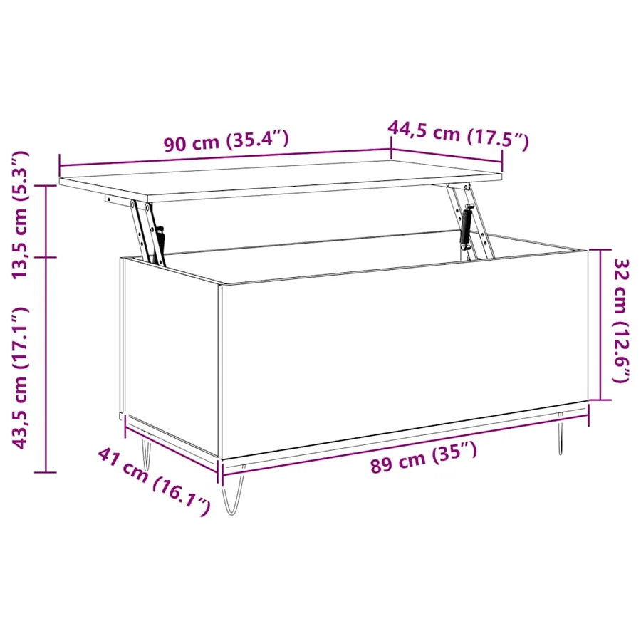 Table basse Chêne sonoma 90x44,5x45 cm Bois d'ingénierie - 11